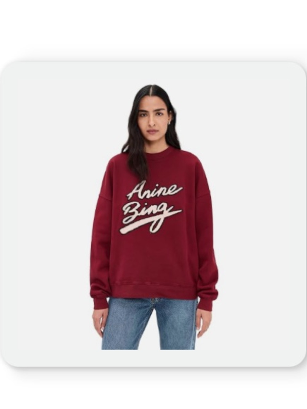 Anine Bing Wine Red Script Logo Sweatshirt